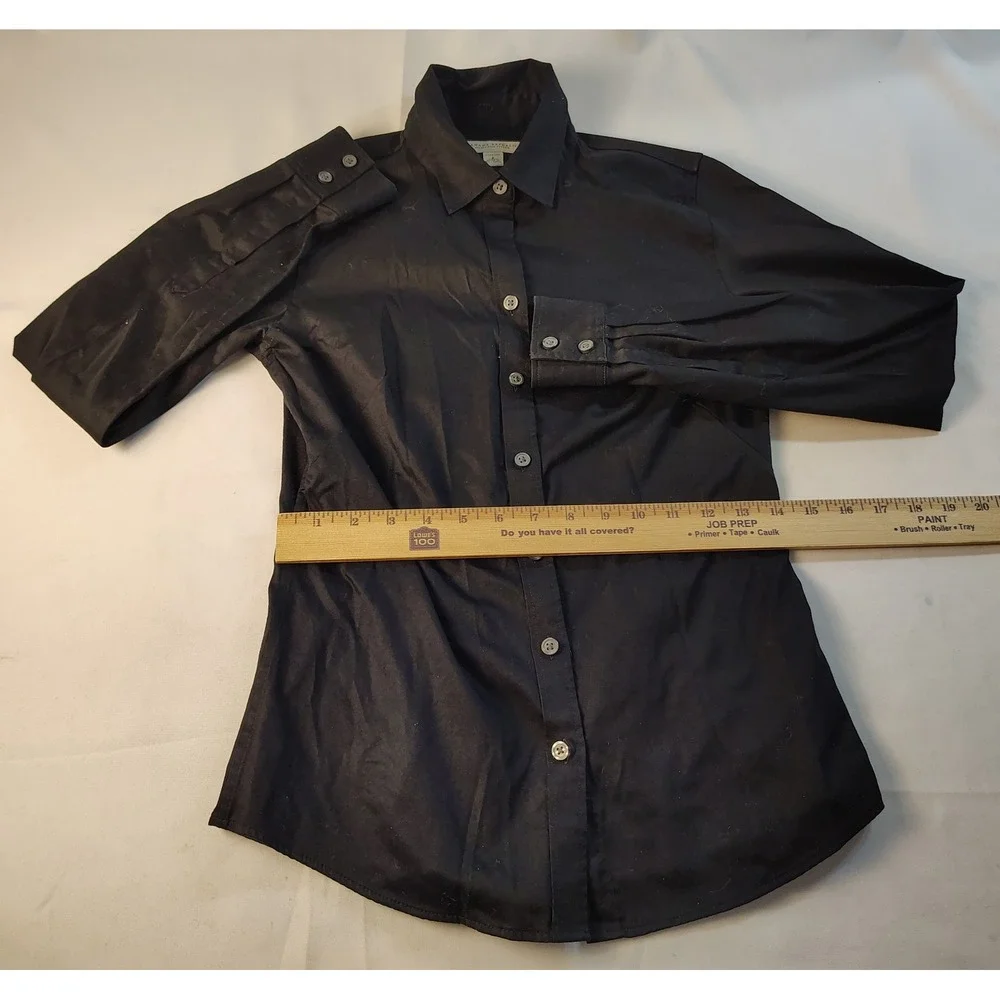 Banana Republic Womens Black Stretch Cotton Button Down Shirt Long Sleeve Size S